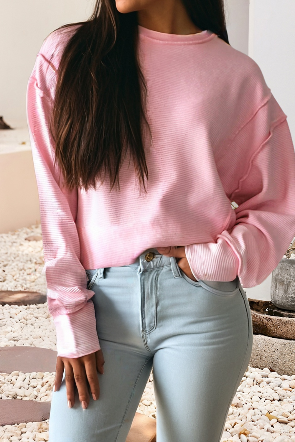 LDC Spring 2026 Horizontal Ribbed Exposed Seam Detail Top