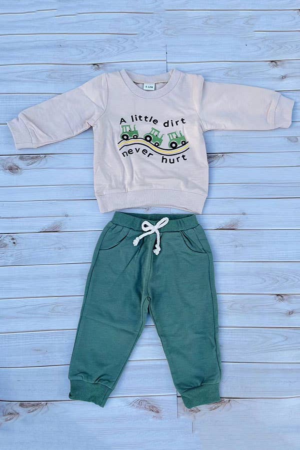 A little dirt never hurt embroidery top & pant set 250940M