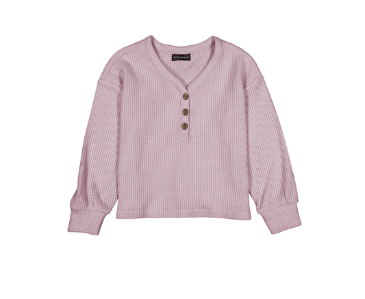 GIRLS L/S SUPER SOFT THERMAL KNIT HENLEY