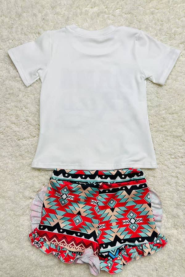 DLH1215-12 "MAMA TRIED" Aztec top & short 2pc sets