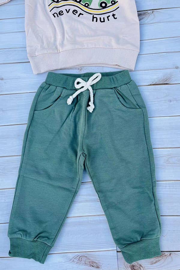 A little dirt never hurt embroidery top & pant set 250940M