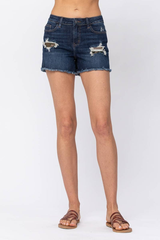 Mid-Rise Camo Patch Shorts (XL Only)