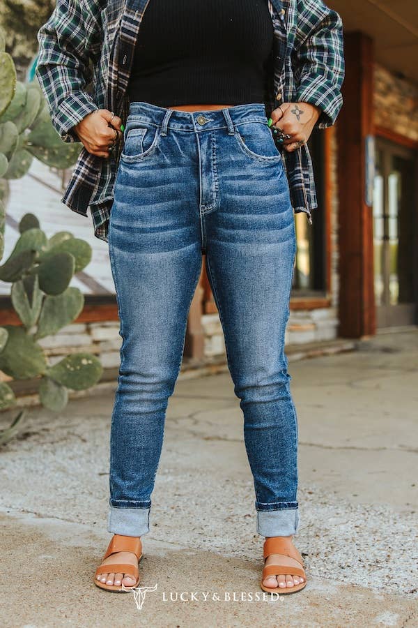 Mid Wash High Rise Skinny Jeans (29in)