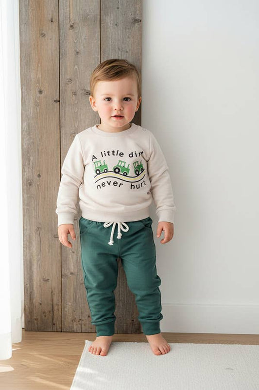 A little dirt never hurt embroidery top & pant set 250940M