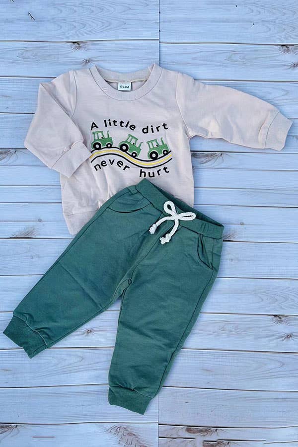 A little dirt never hurt embroidery top & pant set 250940M