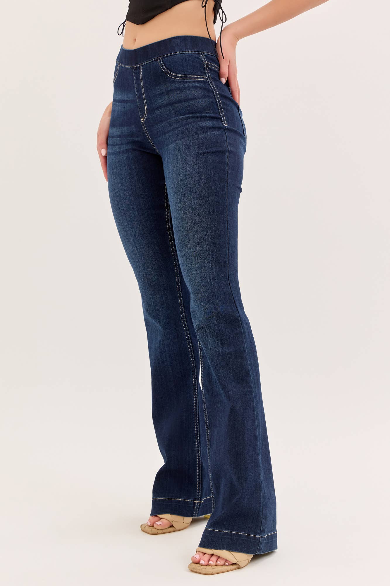 High Rise Dark Pull On Flare Jegging [AB37211DK]