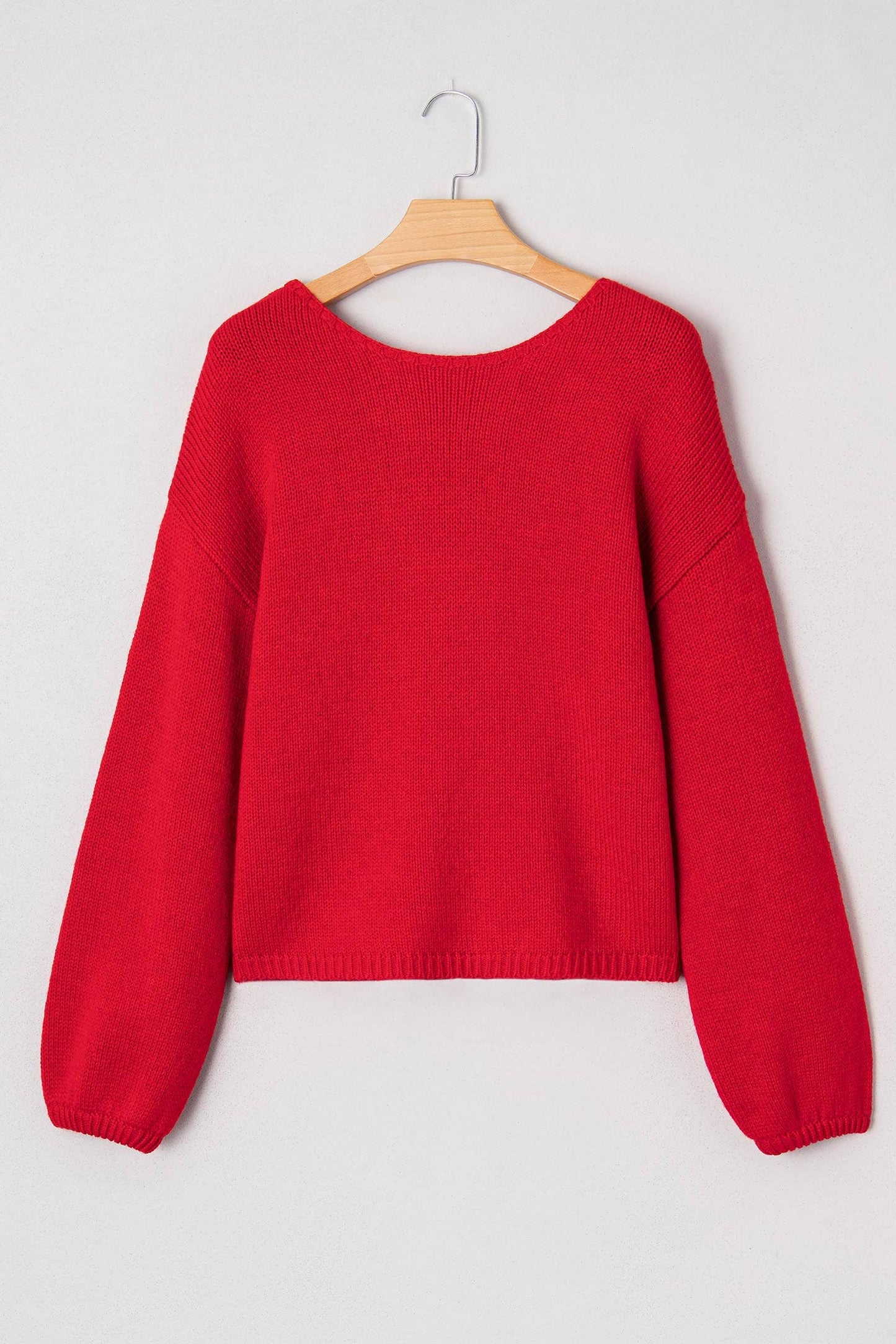 LDC Valentines Day Bow Backless Bubble Sleeve Sweater
