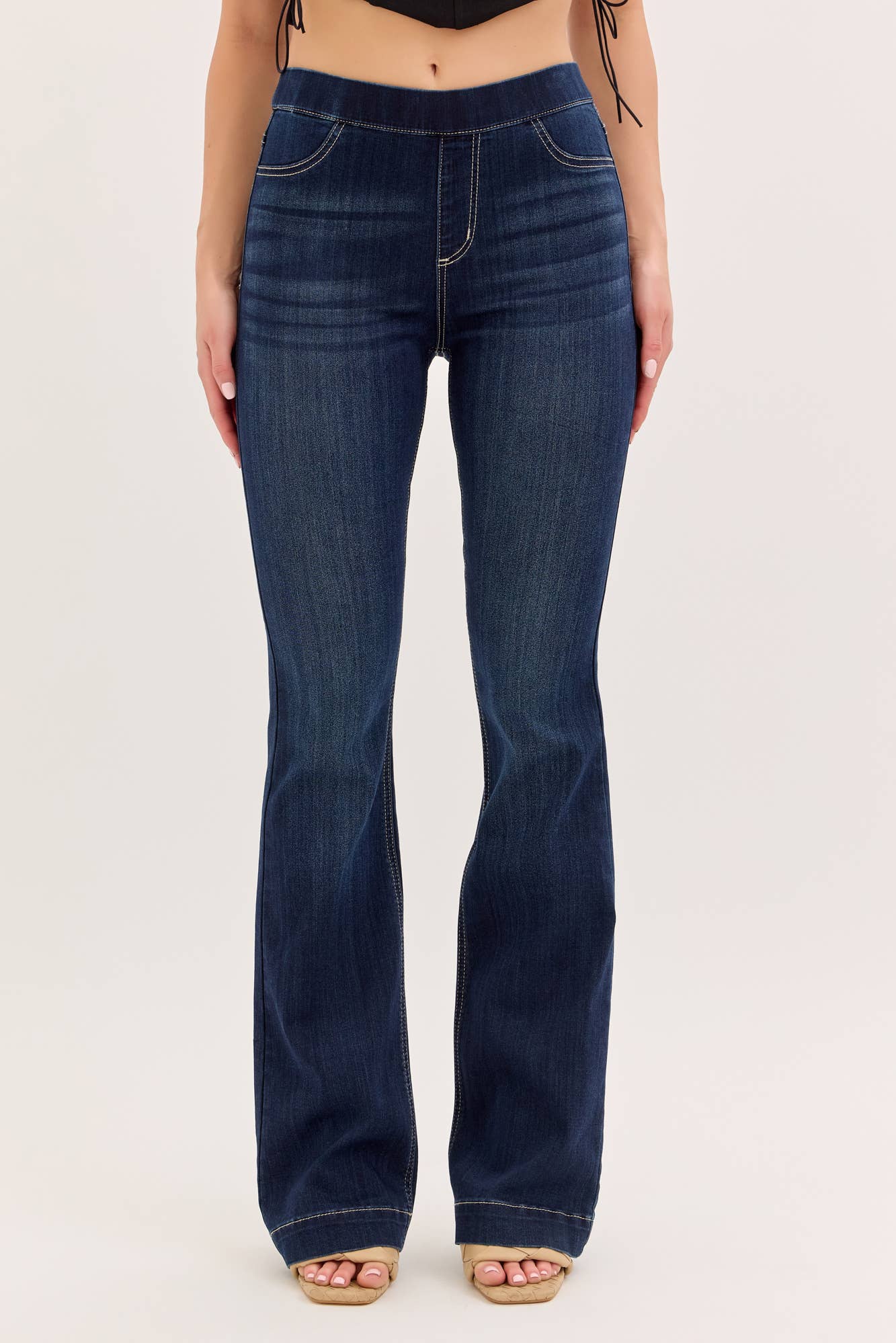 High Rise Dark Pull On Flare Jegging [AB37211DK]