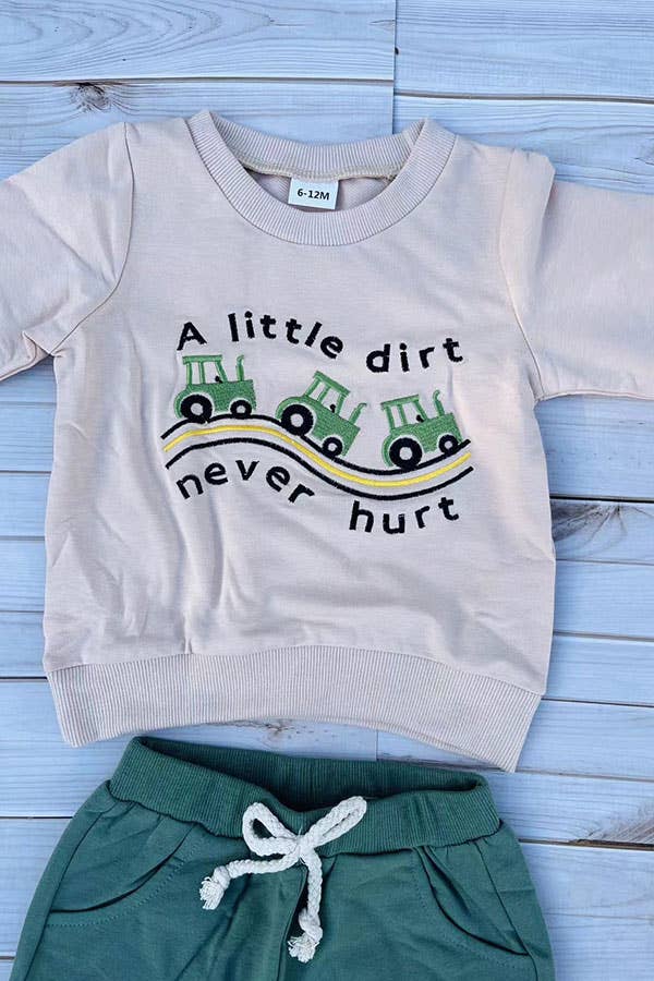 A little dirt never hurt embroidery top & pant set 250940M