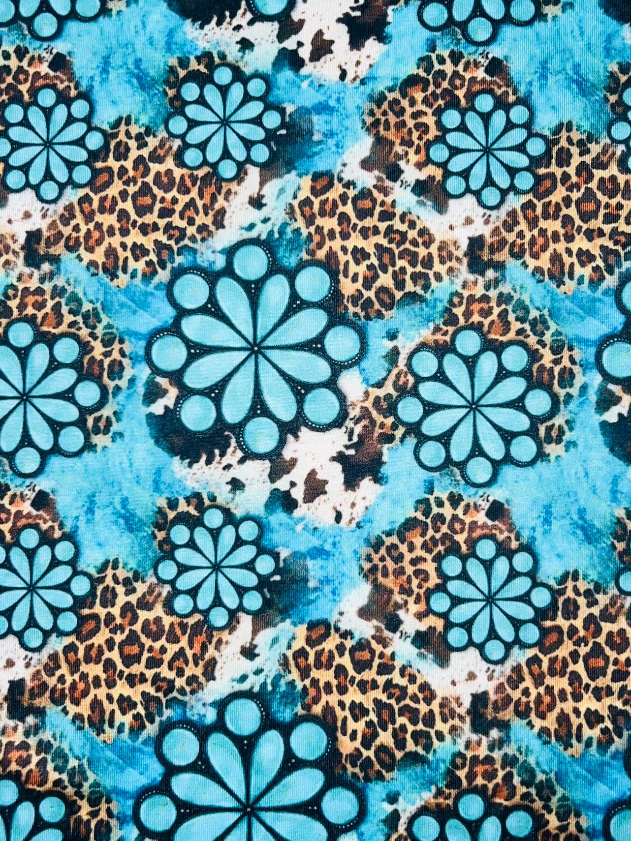 Turquoise & leopard print gown w/matching headband DLH1215-0